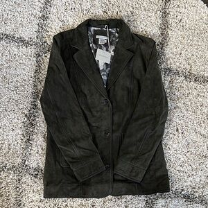 Elegant Dark Green Suede Blazer